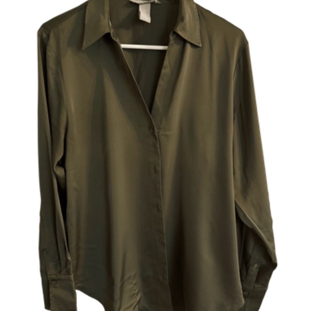 H&M Dark Green Women's Button-Down Shirt